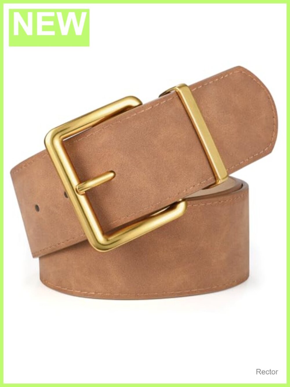 Womens Wide Suede Belt with Gold Buckle Chunky Fashion Waist Cincher